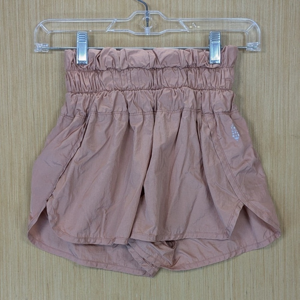 FP Movement The Way Home Shorts Mauve Pink High Rise Smocked Athletic Women XS/S